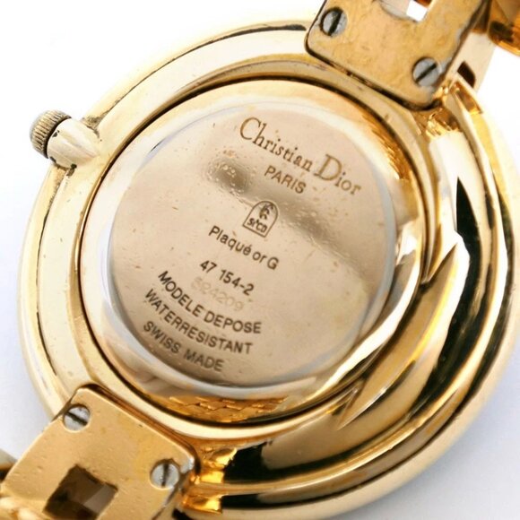 Dior Bagira Watches 47 154-2 blackDial Plated Gold Quartz Analog display mens - Picture 7 of 7